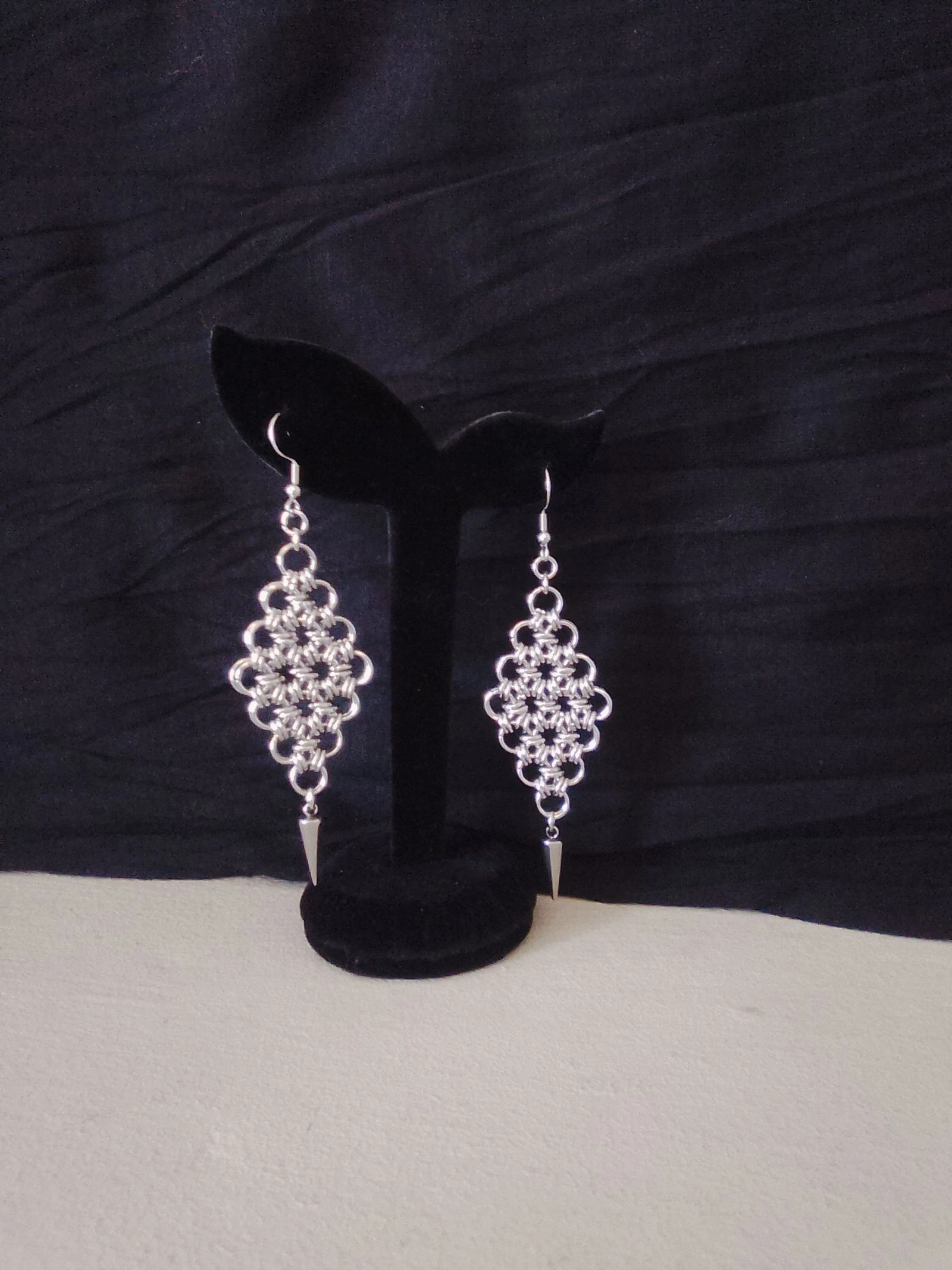 Boucles d'oreilles "losange" chainmail japonais  – photo 2